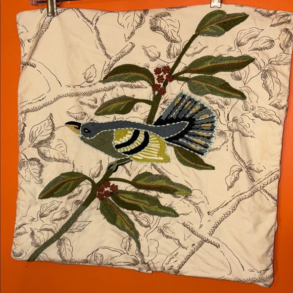 Pottery Barn Embroidered Bird Accent Throw Pillow Cover Case - Picture 14 of 14